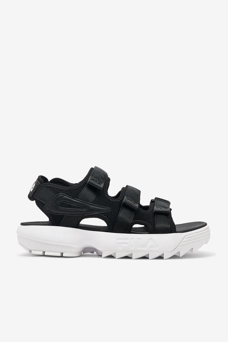 Black / Black / White Men's Fila Disruptor Sandal Sandals | qc4IgzN7bCx