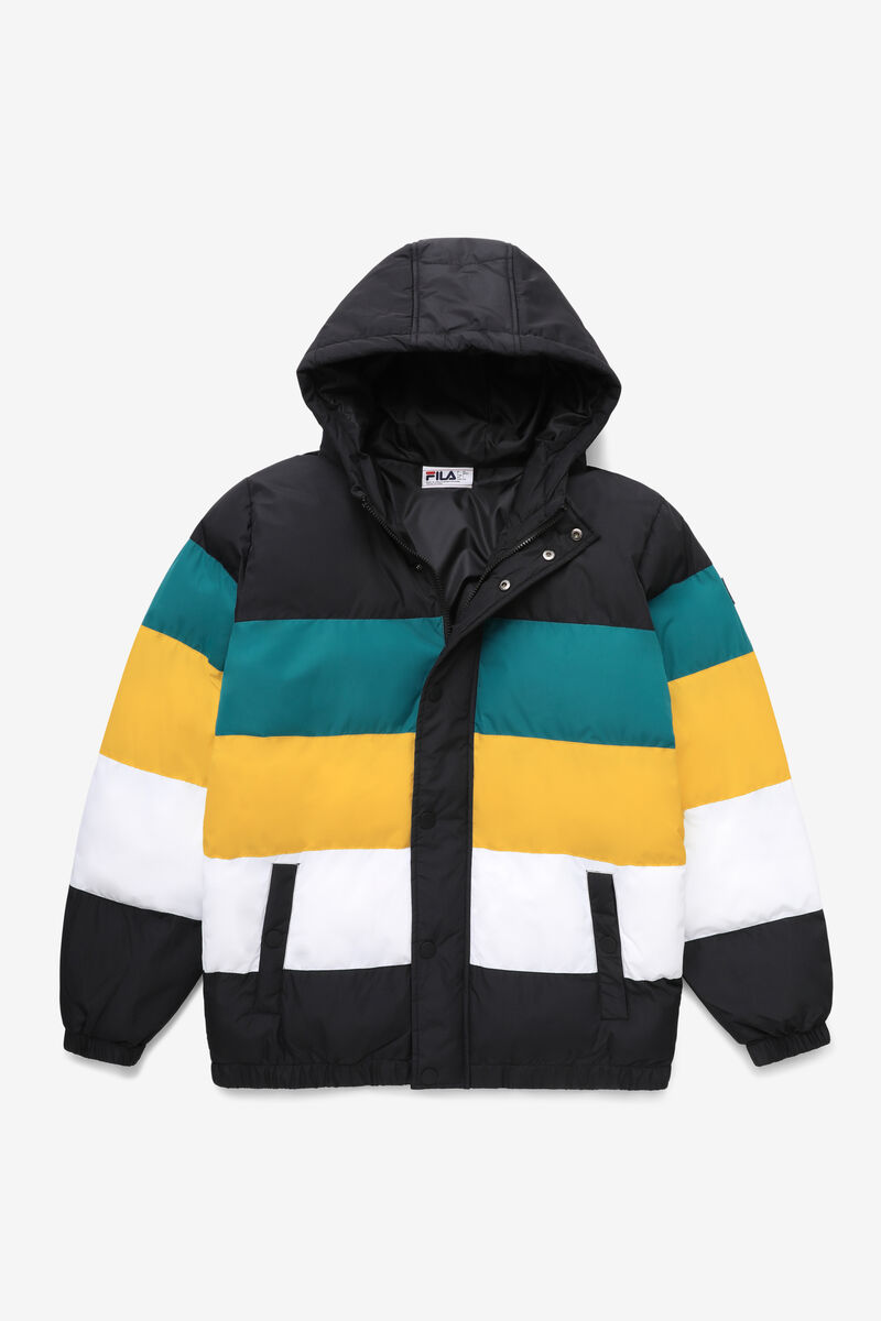 Black / Blue / Gold Men's Fila Giovanni Puffa Jacket Jackets | rnfxI9EvnXo