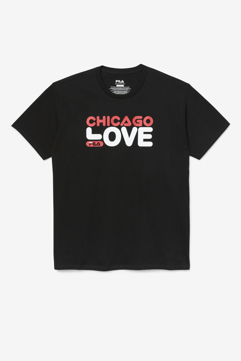 Black Men's Fila Chicago Love T Shirts | txTSzxf5Vtt