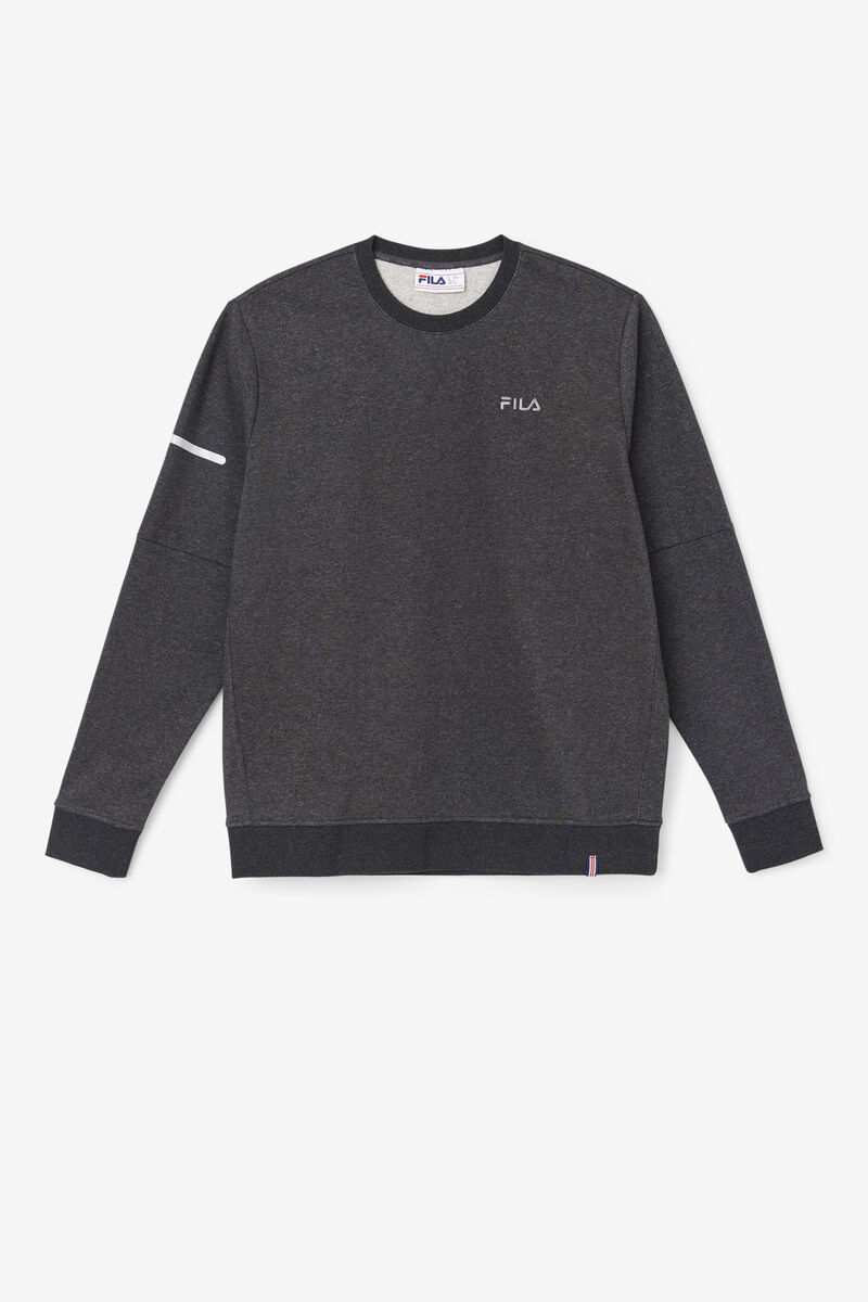 Black Men's Fila Commuter Crew Sweatshirts | TzgIrhMm4Sm