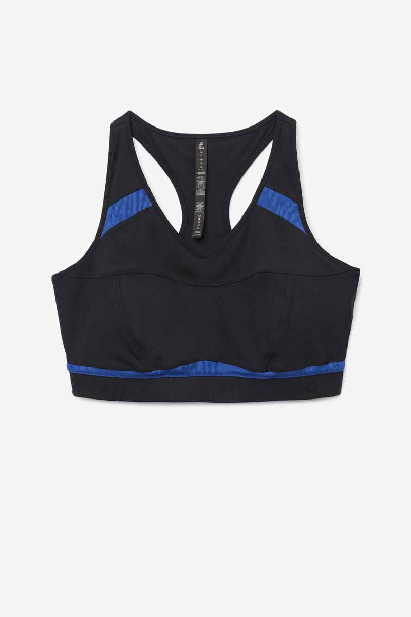 Black / Navy Women's Fila Uplift Racerback Sports Bra Sports Bra | OVirqMbyA2p