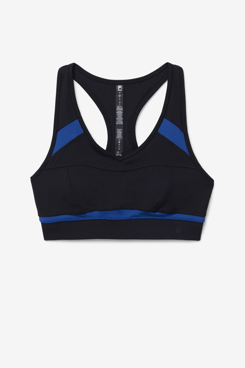 Black / Navy Women's Fila Uplift Racerback Sports Bra Sports Bra | OvUexz6pWVh