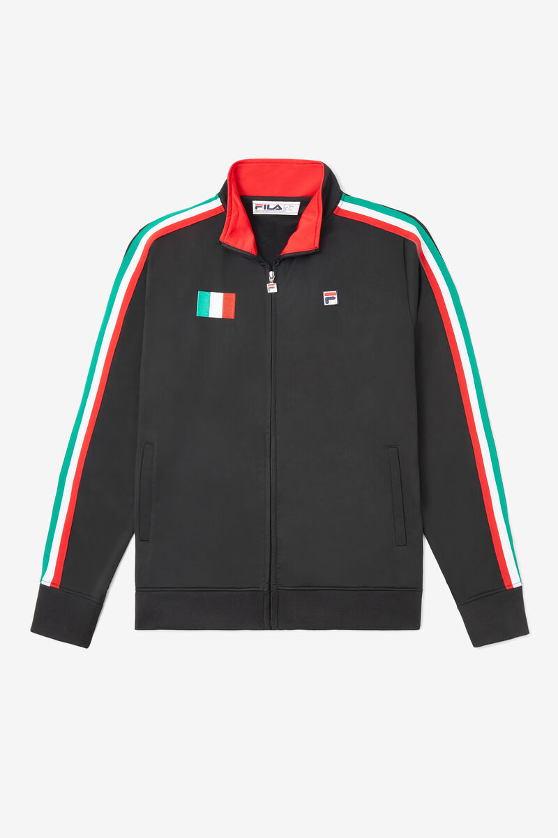 Black / Red Men's Fila Italy Track Jacket Tracksuits | hFpL4pVADUl