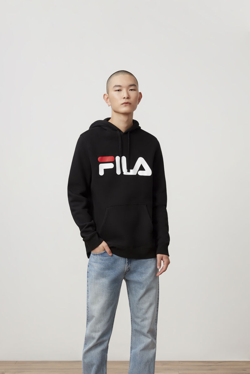 Black / Red / White Men's Fila Flori Hoodie Hoodies | 7NBXrfzJdfA