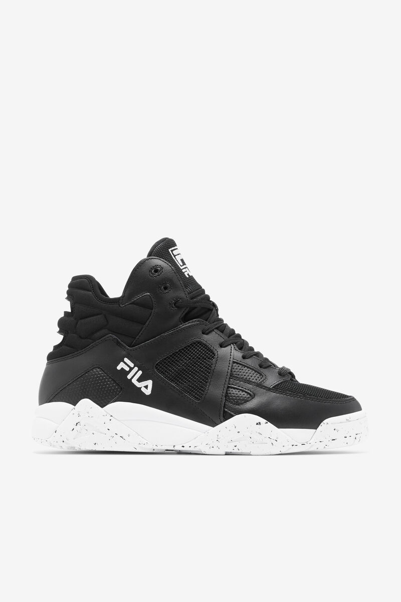 Black / White / Black Men's Fila Cage Mid Top Basketball Shoes | Fila Trainers | W1KuLXa6XOZ