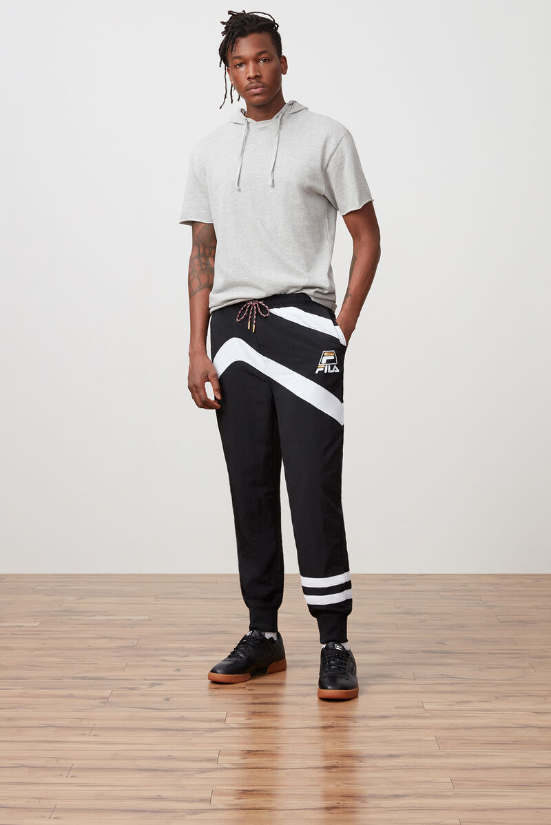 Black / White / Black Men's Fila Grant Hill Zenith Woven Pant Pants | MUtHd81MOlS