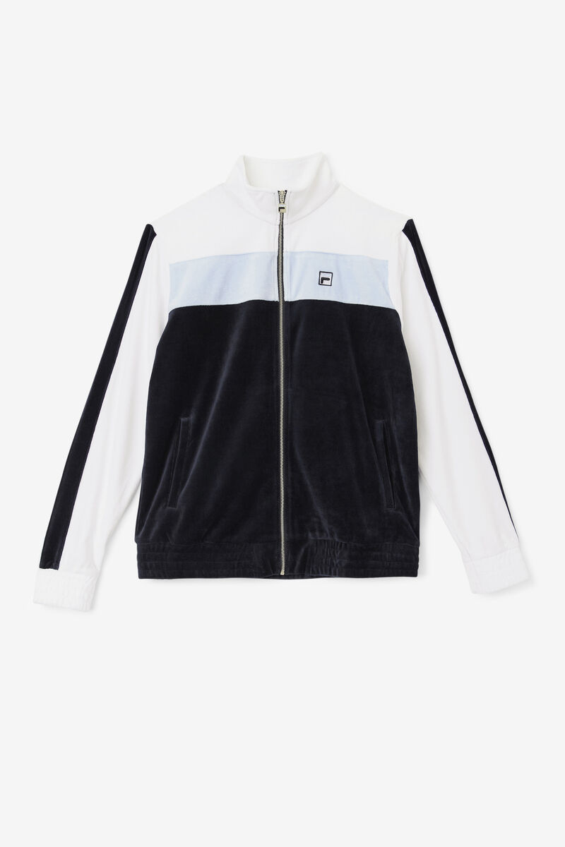 Black / White Men's Fila Brice Velour Jacket Jackets | zbPFlSSbgBz