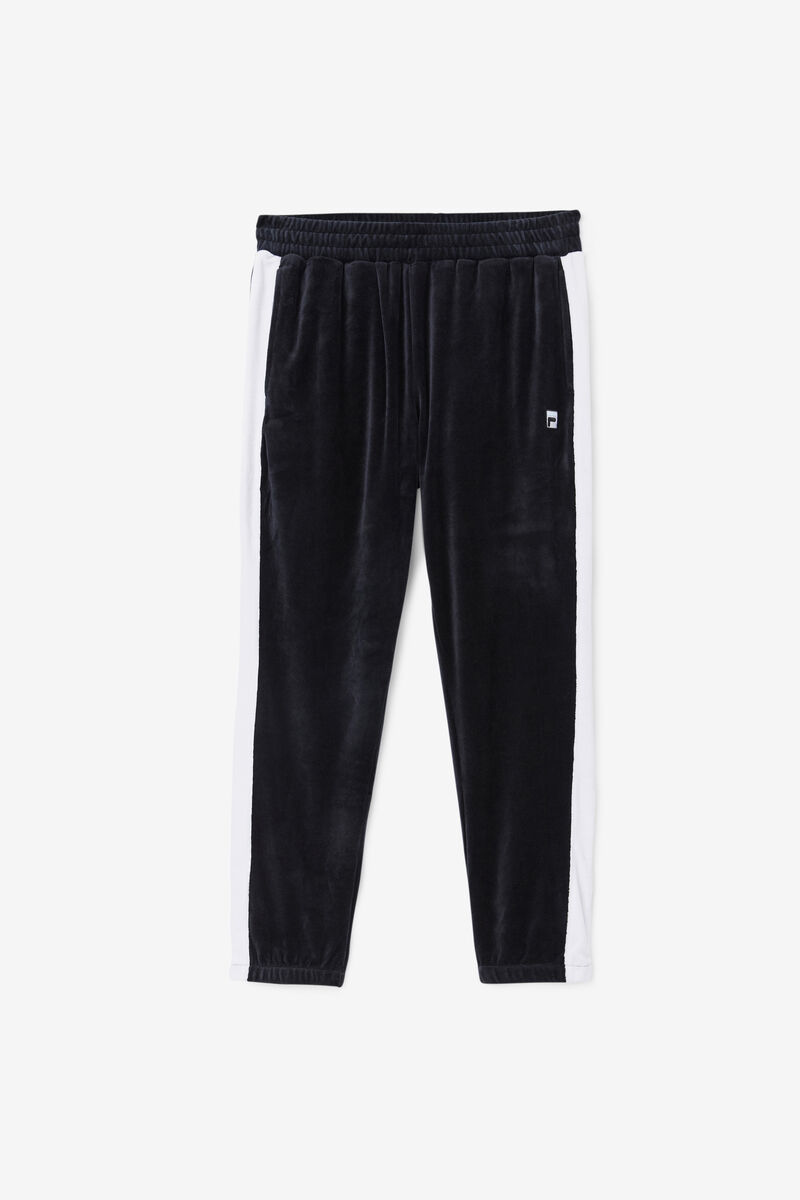 Black / White Men's Fila Brice Velour Pant Tracksuits | KTEdKZTsmN2