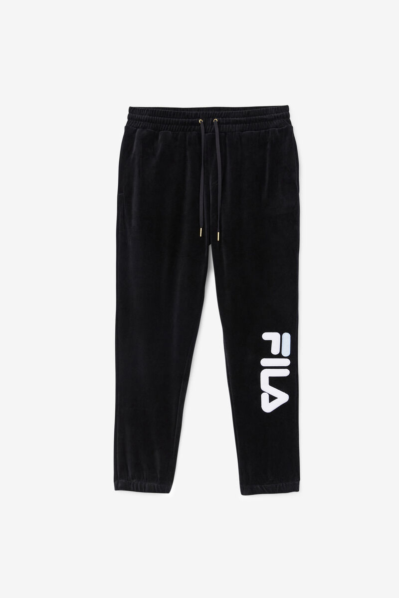 Black / White Men's Fila Mansur Velour Pant Tracksuits | 3oMBKMcukXg