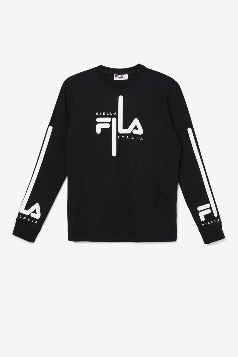 Black / White Men's Fila Martino Long Sleeve T Shirts | NGm4igsCelK