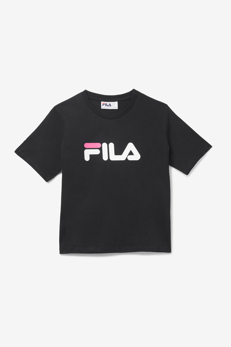 Black / White / Pink Women's Fila Miss Eagle T Shirts | QiGV1ASAa6G