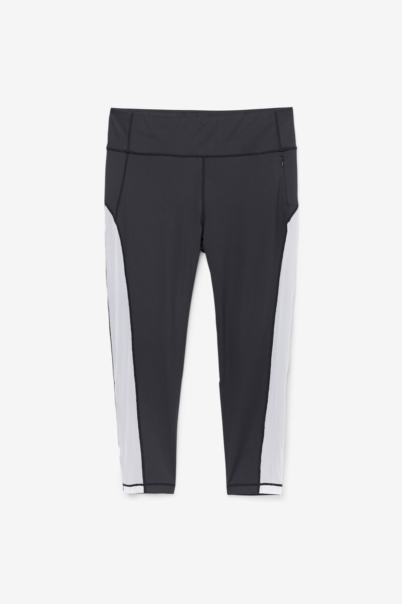 Black / White Women's Fila Forza Contrast 7/8 Leggings Leggings | YgI4mJpJaFY