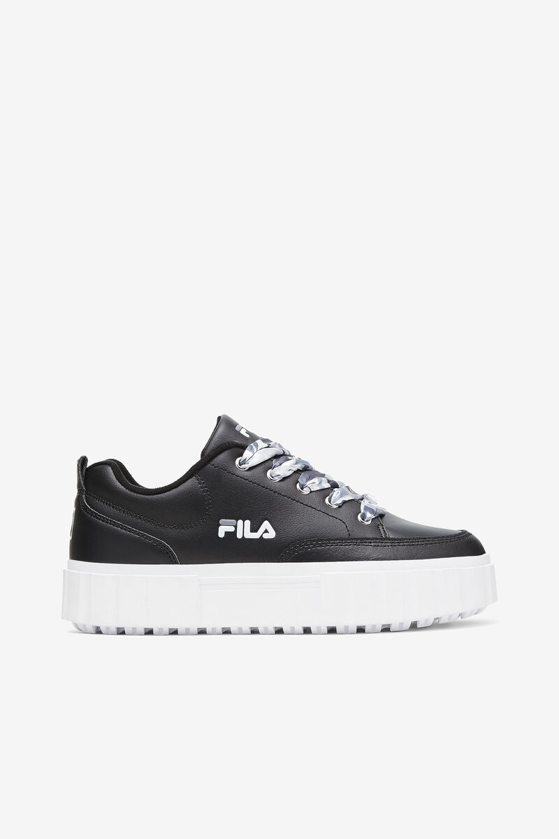 Black / White Women's Fila Sandblast Low Satin Lace Trainers | 14tz9l4cAZD