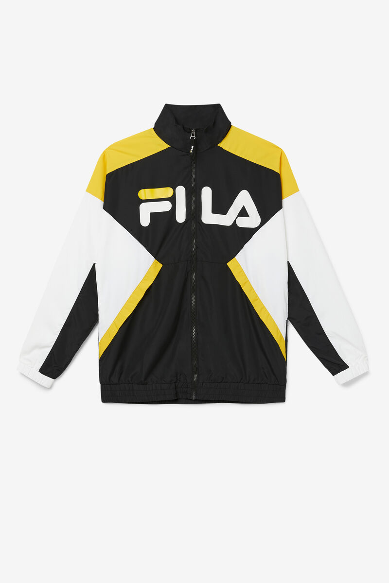 Black / White / Yellow Men's Fila Oliviero Wind Jacket Tracksuits | hQQmcynUqwS