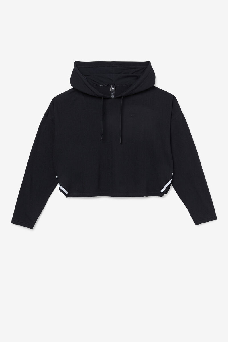 Black Women's Fila Fi-lux Cropped Hoodie Hoodies | l3mpwuM6qpq