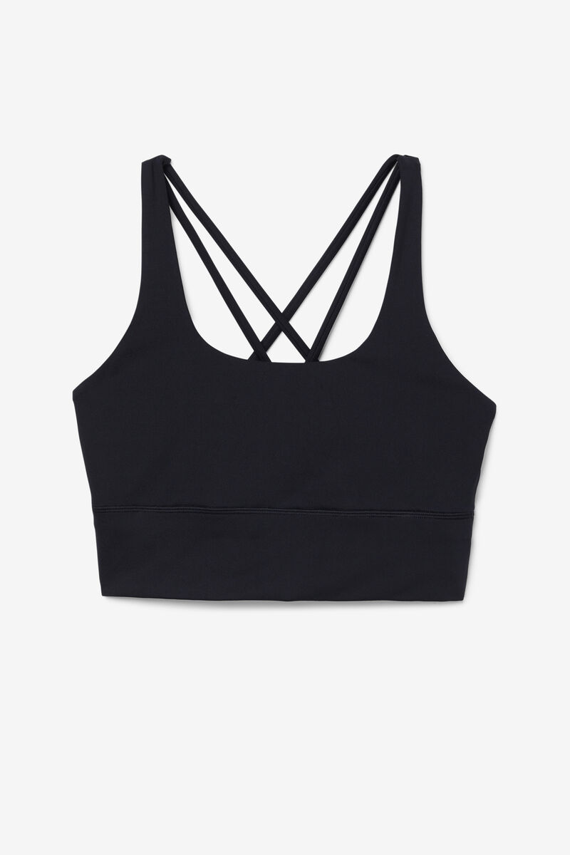 Black Women's Fila Uplift Cross Back Bra Top Sports Bra | NzkVSfAwEJD