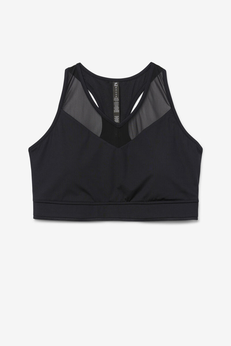 Black Women's Fila Uplift Racerback Bra Top Sports Bra | sQgaNGtmH3d