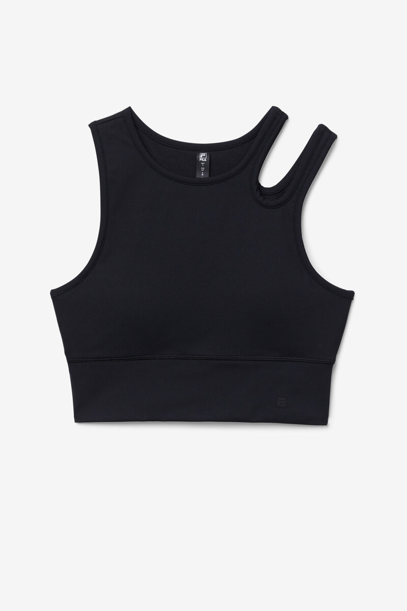 Black Women's Fila Uplift Slice Crop Bra Top Sports Bra | 9ppCztSZbYc