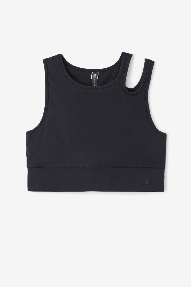 Black Women's Fila Uplift Slice Crop Bra Top Sports Bra | Xzppa7prax4