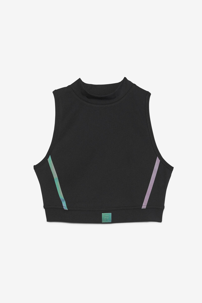 Black Women's Fila Zola Crop Top T Shirts | kqDFeAZJfQd