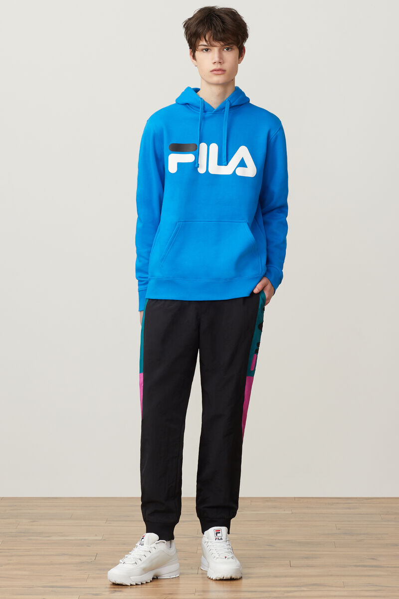 Blue Light Turquoise / White / Black Men's Fila Flori Hoodie Hoodies | XbNjkEG1Lsk