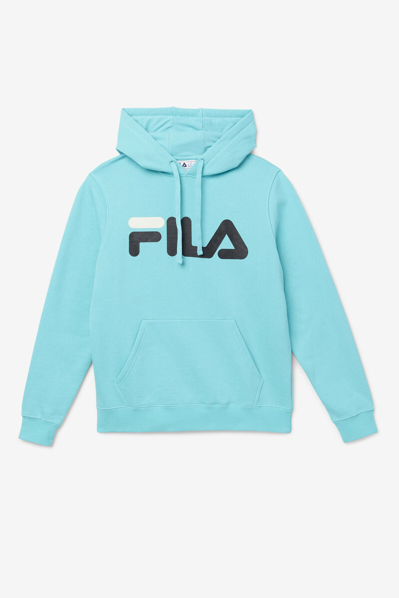 Blue Turquoise / Black Men's Fila Flori Hoodie Hoodies | E7kCRGTkPbY