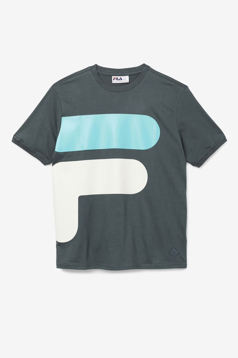 Blue Turquoise Men's Fila Corp T Shirts | RXOia3YFVxu