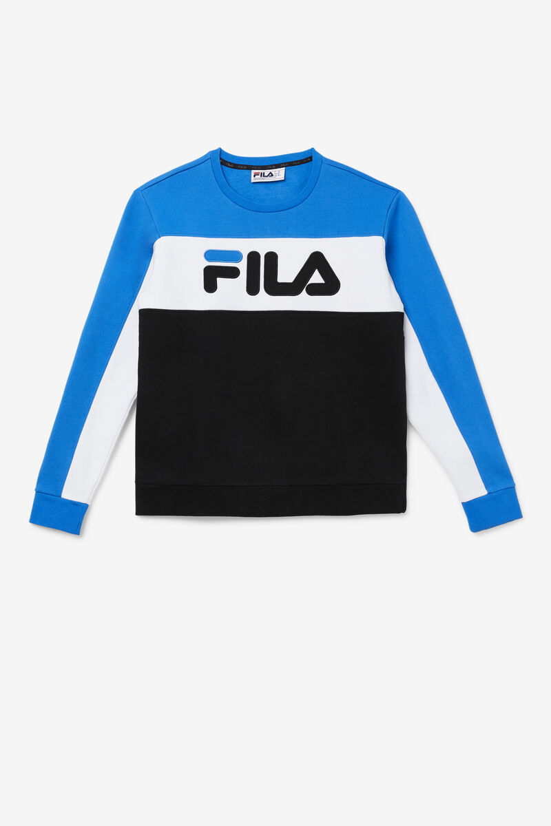 Blue / White / Black Men's Fila Lesner Fleece Crew Tracksuits | 8pQRxWsWXYB