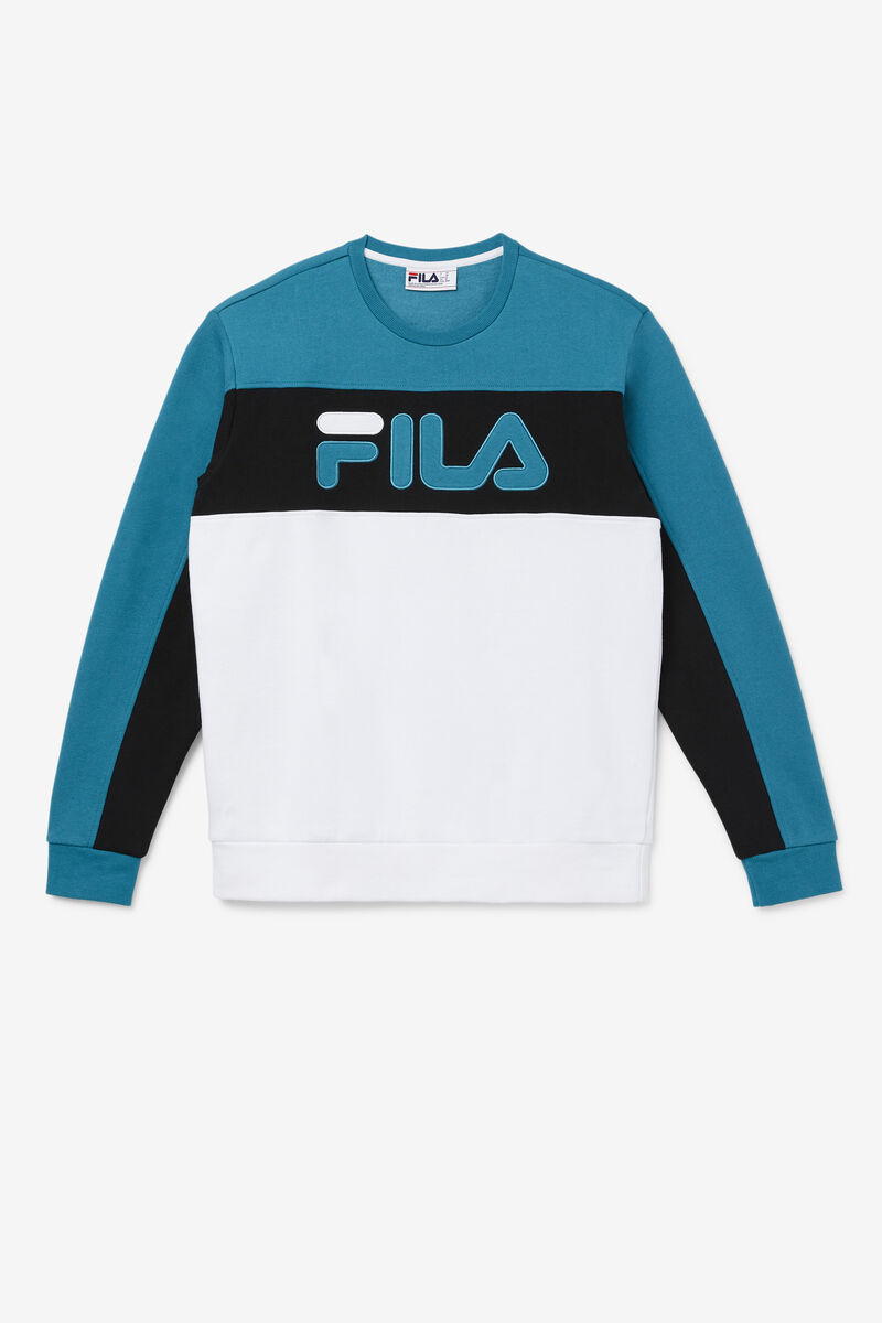 Blue / White / Black Men's Fila Lesner Fleece Crew Tracksuits | xfInM2vWbx5