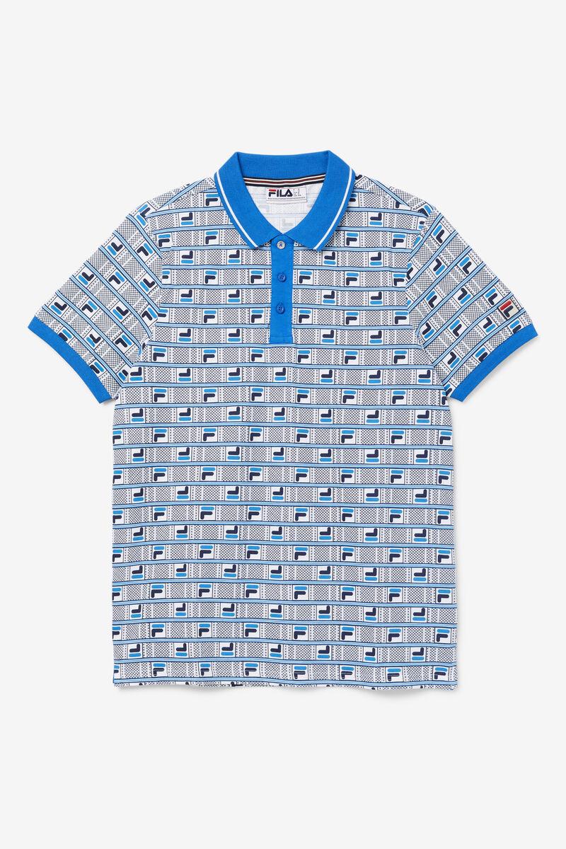 Blue / White / Navy Men's Fila Gianni Polo Polos | KiyaHuVmD9p