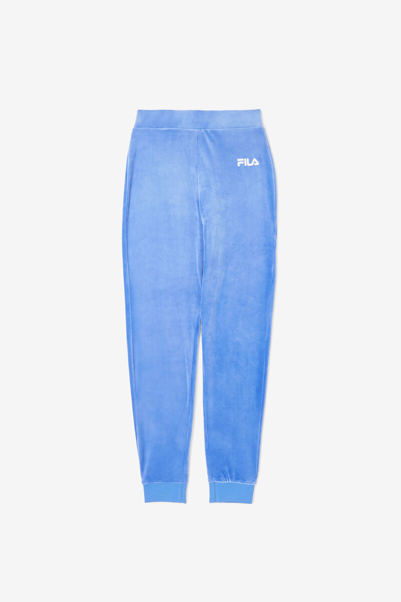 Blue / White Women's Fila Sara Velour Jogger Pants | NUgl97vjqUk