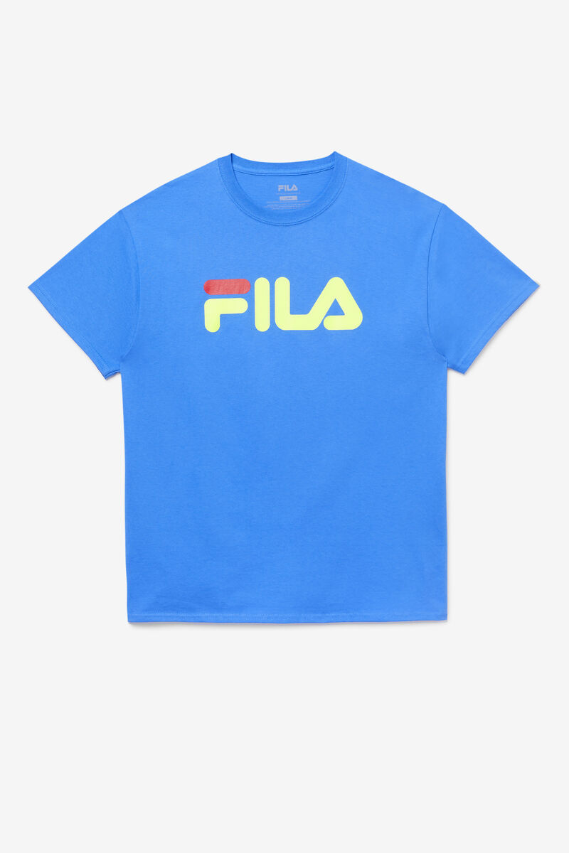 Blue / Yellow / Red Men's Fila Fila Logo T Shirts | kwZfgmECsnM