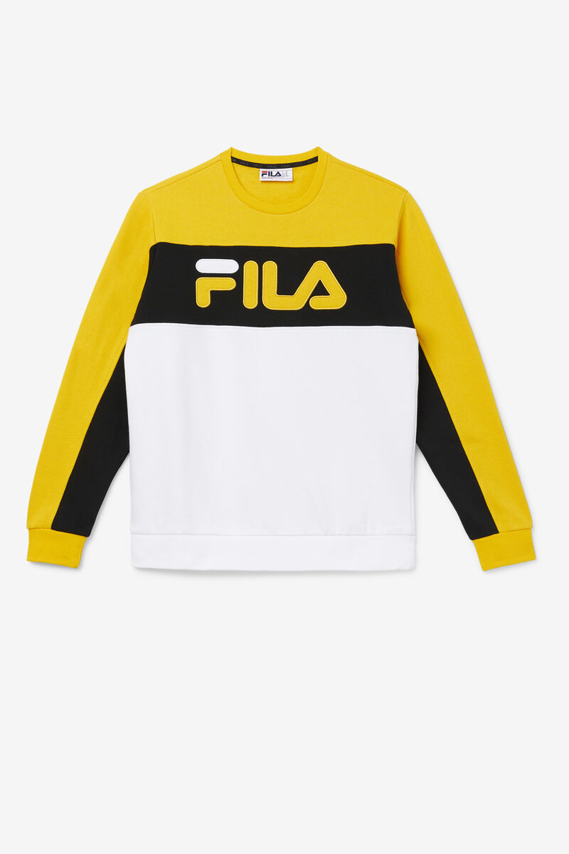 Gold / Black / White Men's Fila Lesner Fleece Crew Tracksuits | tWzSbBhIY4X