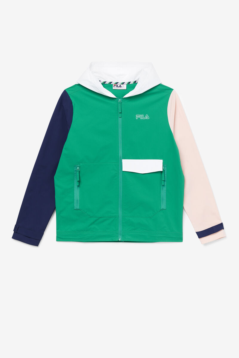 Green / Navy / Pink Men's Fila Dutton Woven Wind Jacket Jackets | BfgUq5cFeiB