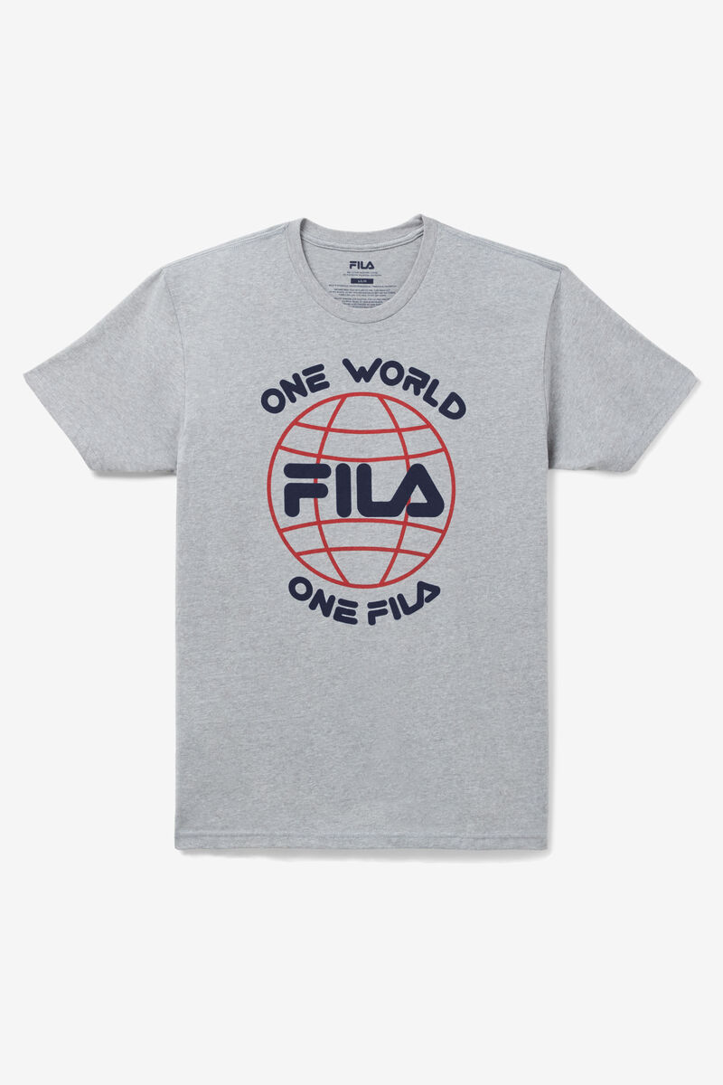 Grey Men's Fila One World T Shirts | qjYit1UbGST