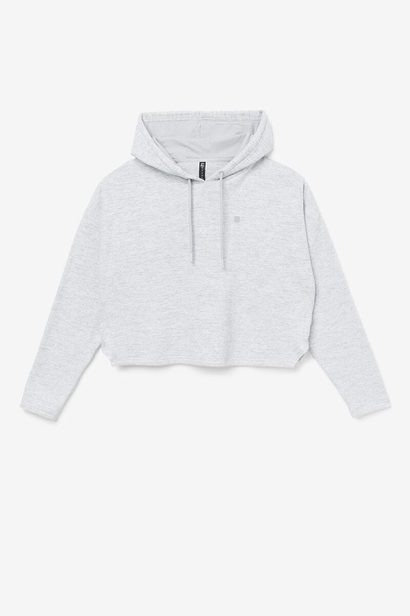 Grey Women's Fila Fi-lux Cropped Hoodie Hoodies | BEQqHKkuNq4