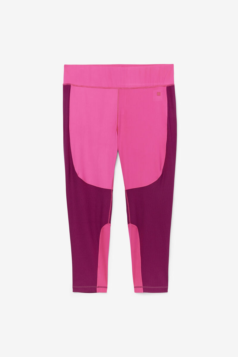 Light Pink / Purple Women's Fila Forza Textured Long Legging Leggings | mKwJcKtRhVB