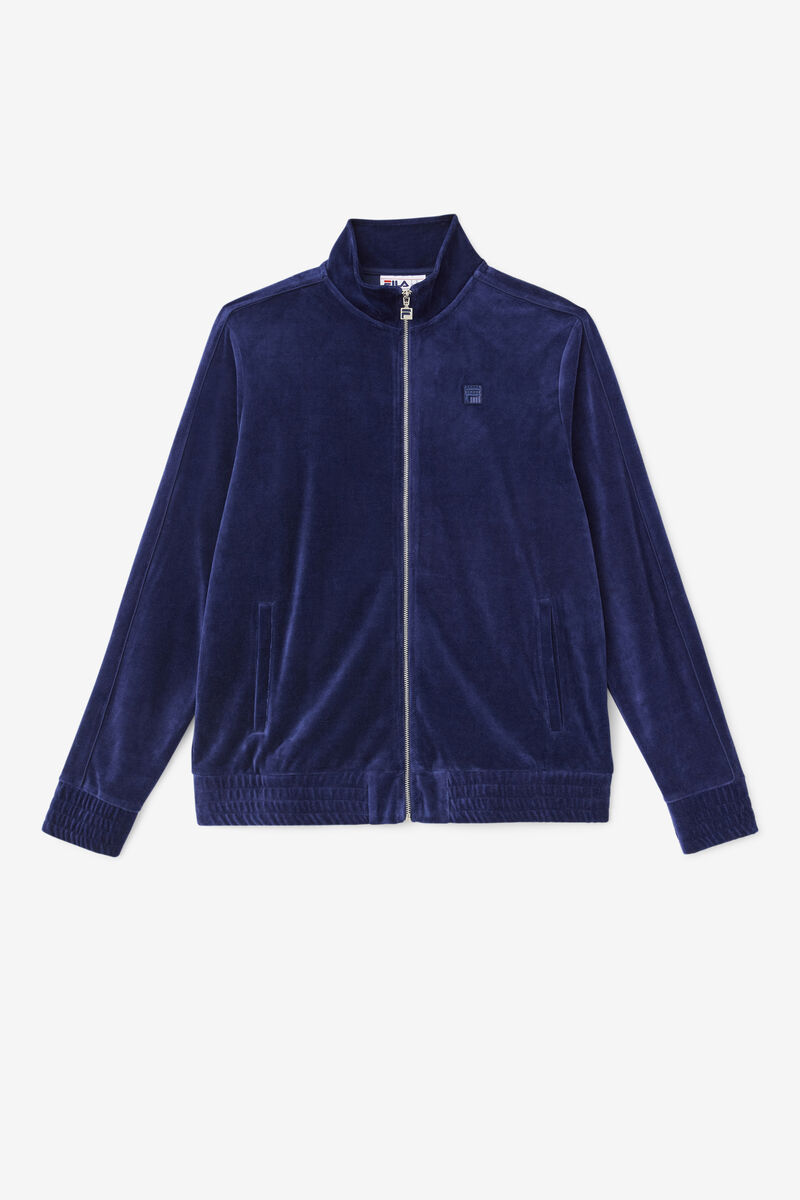 Navy Men's Fila Deverall Velour Jacket Tracksuits | CQs1CRWhzx7