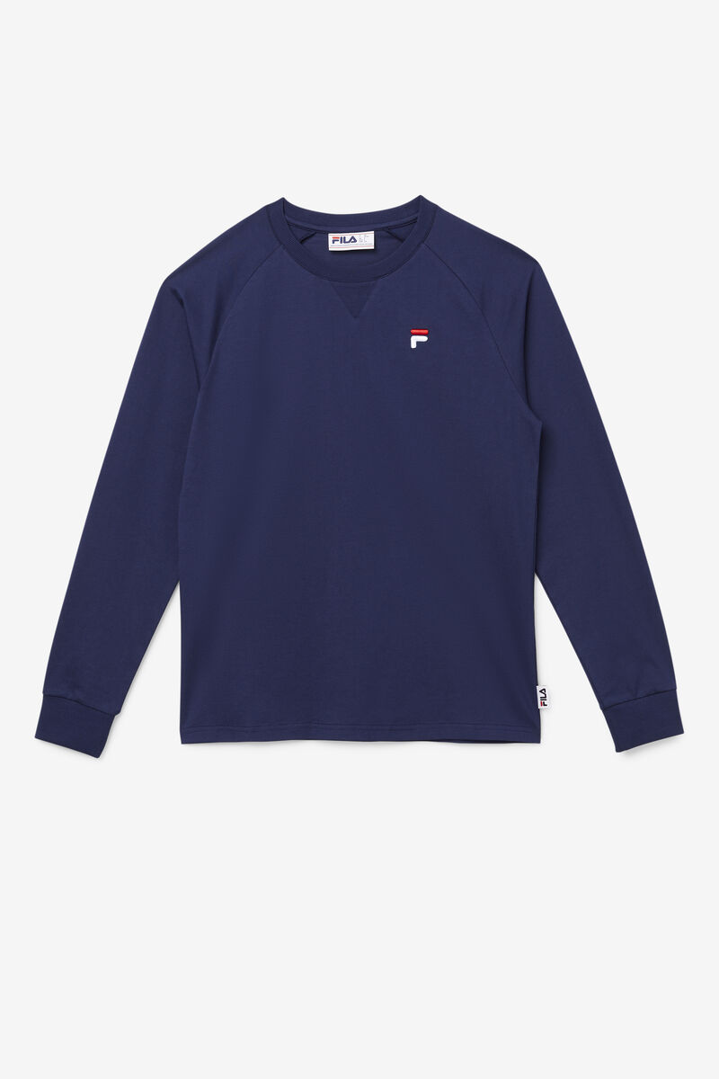 Navy Men's Fila Flynn Long Sleeve Shirt | acFK4rrBXU6