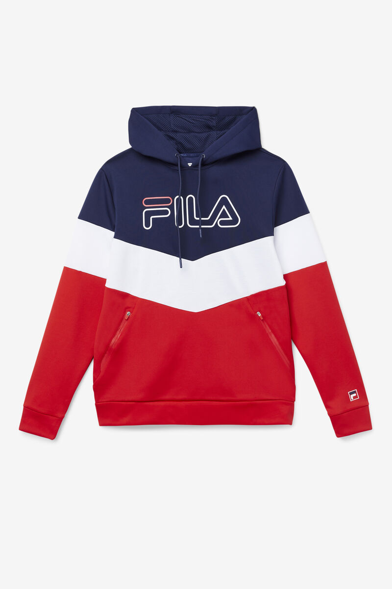 Navy / Red / White Men's Fila Gerado Tech Hoodie Hoodies | x6oOPX8YRSn