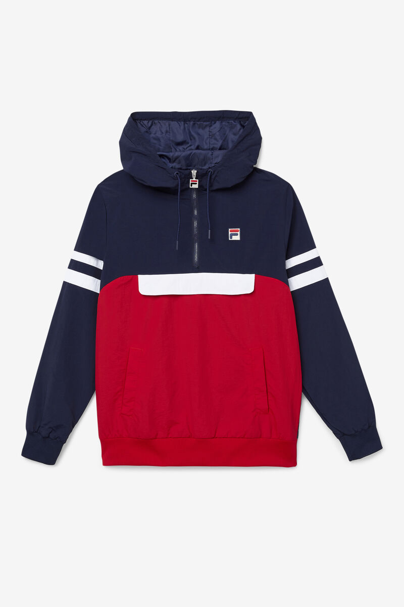 Navy / Red / White Men's Fila Macker 3 Wind Jacket Jackets | VoEzDAn6rEZ