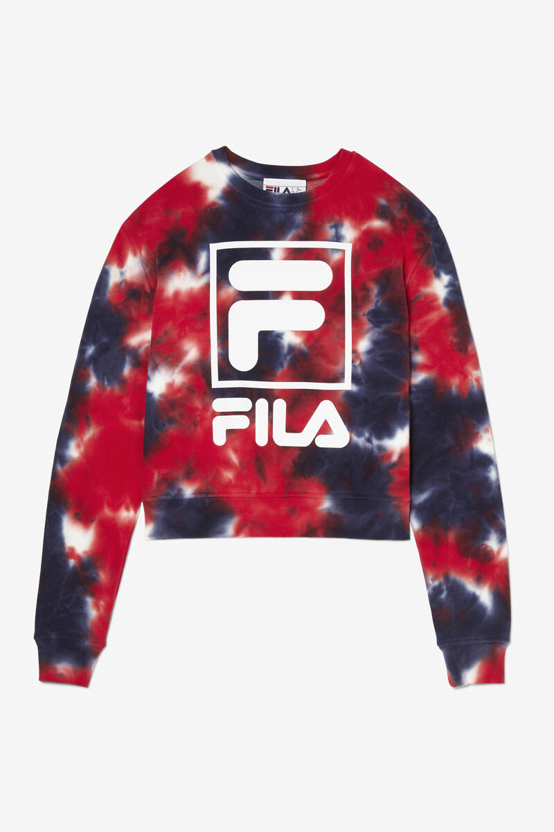 Navy / Red Women's Fila Ashley Tie Dye Sweatshirt Sweatshirts | GH5vUtJJuqi