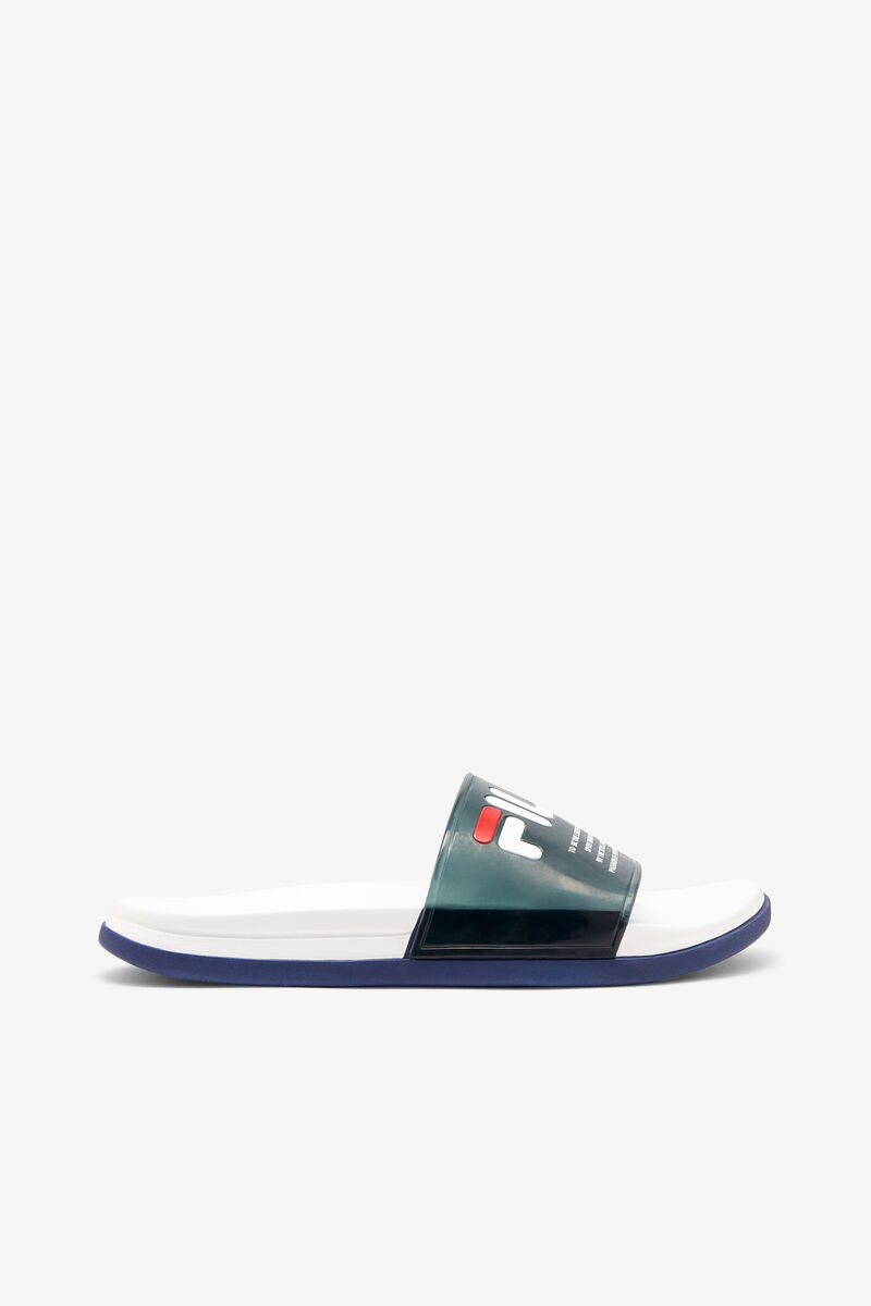 Navy / White / Navy Women's Fila Drifter Luxe Clear Sandals | tZSBLyuNs2s