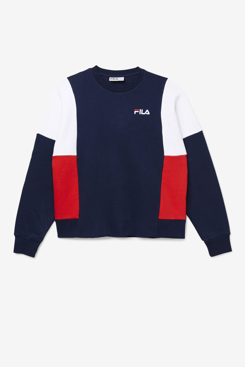 Navy / White / Red Men's Fila Alwyn Crew Sweatshirts | 7EXiQUuZWhL