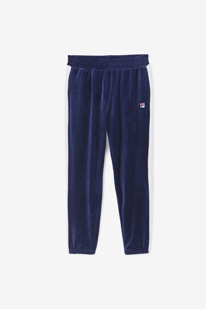 Navy / White / Red Men's Fila Brice Velour Pant Tracksuits | UPlE2iEtmPx