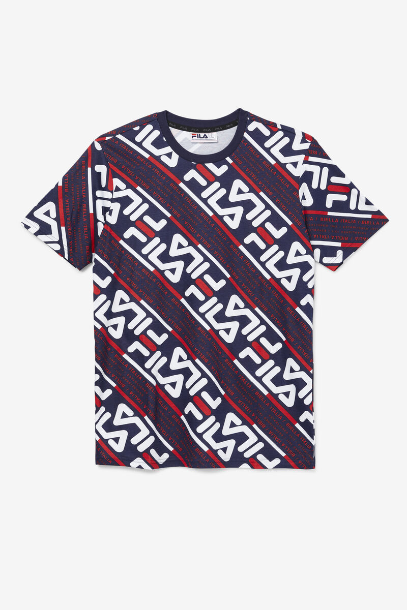 Navy / White / Red Men's Fila Calvin T Shirts | Et9bB7B5qTS