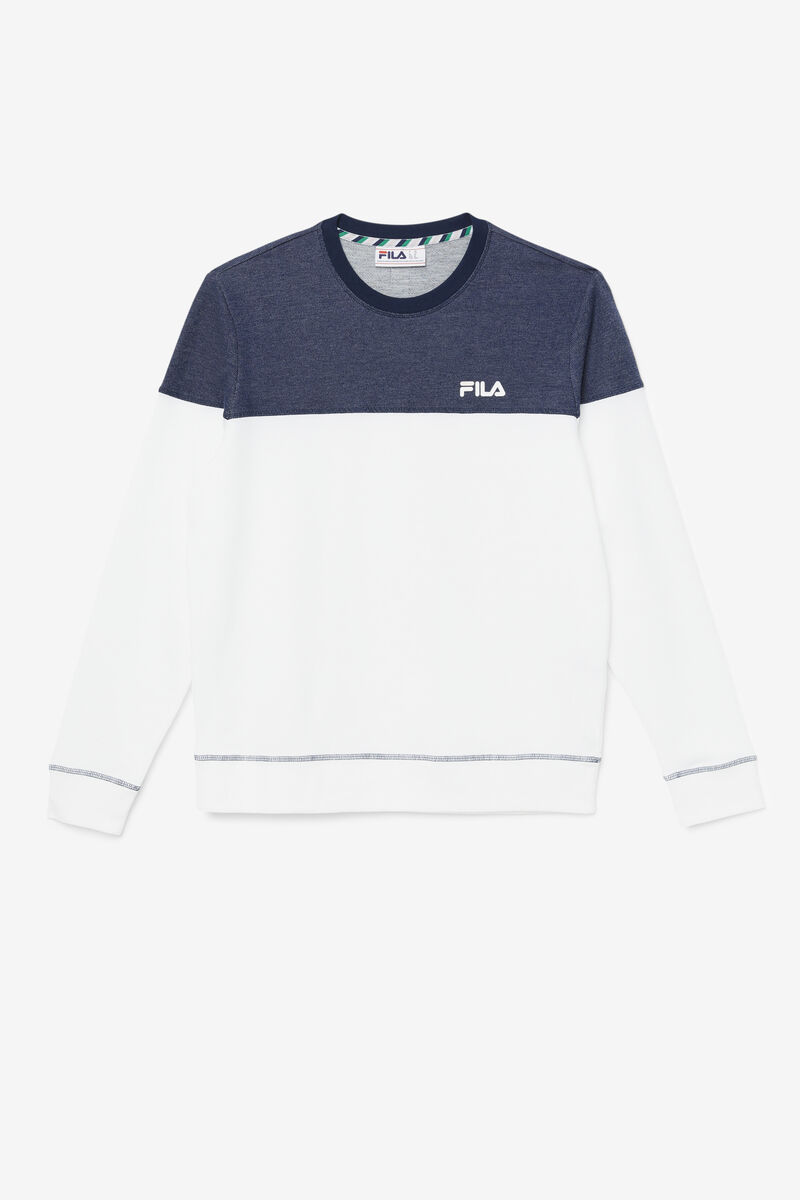 Navy / White / Red Men's Fila Carpathian Crew Sweatshirts | Uzi9ykxGGmn