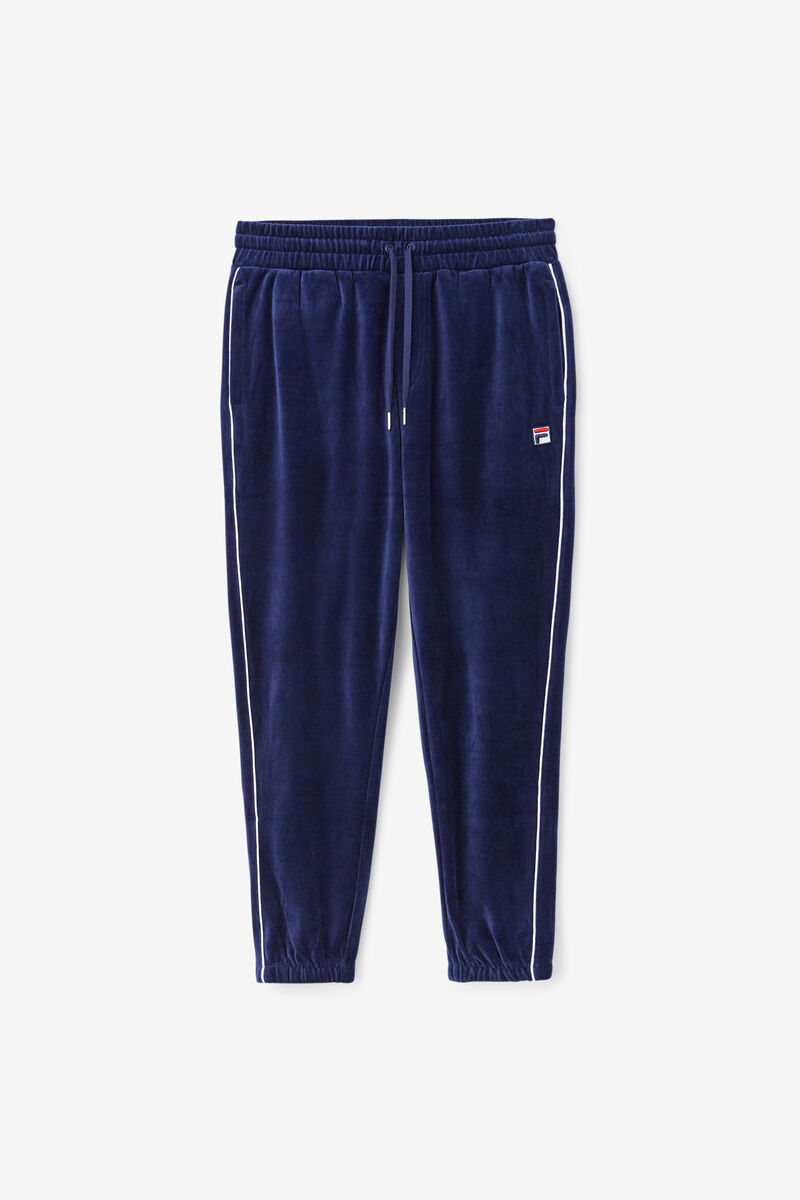 Navy / White / Red Men's Fila Deverall Velour Pant Tracksuits | rsI4E4iAJde