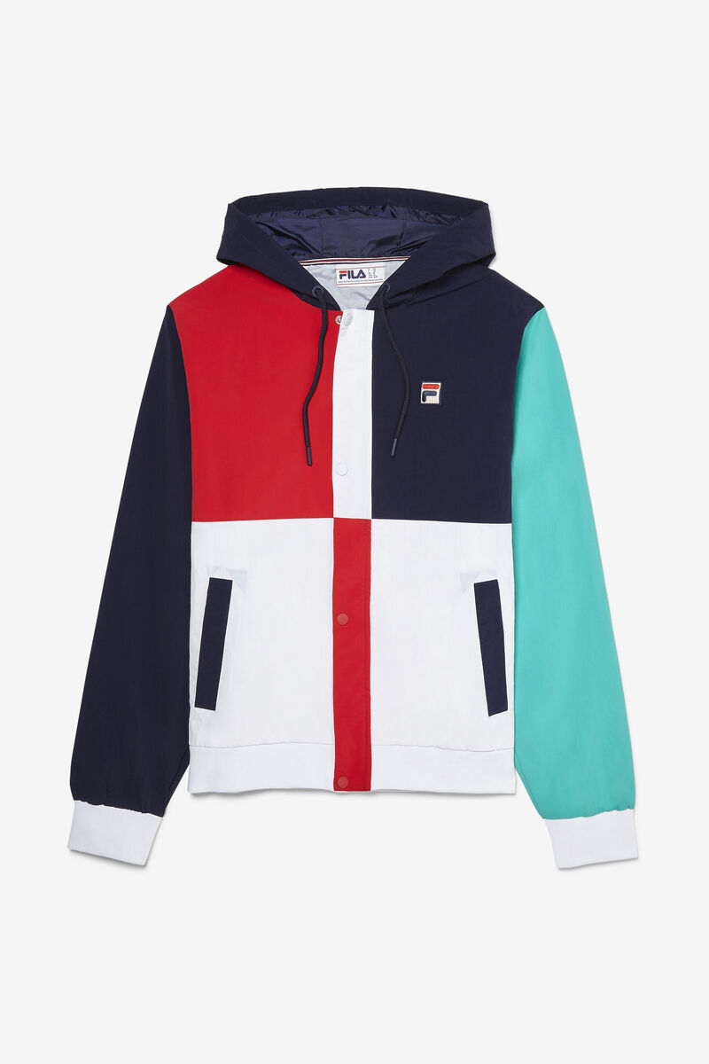 Navy / White / Red Men's Fila Prentice Wind Jacket Jackets | HPNcGAKiFST