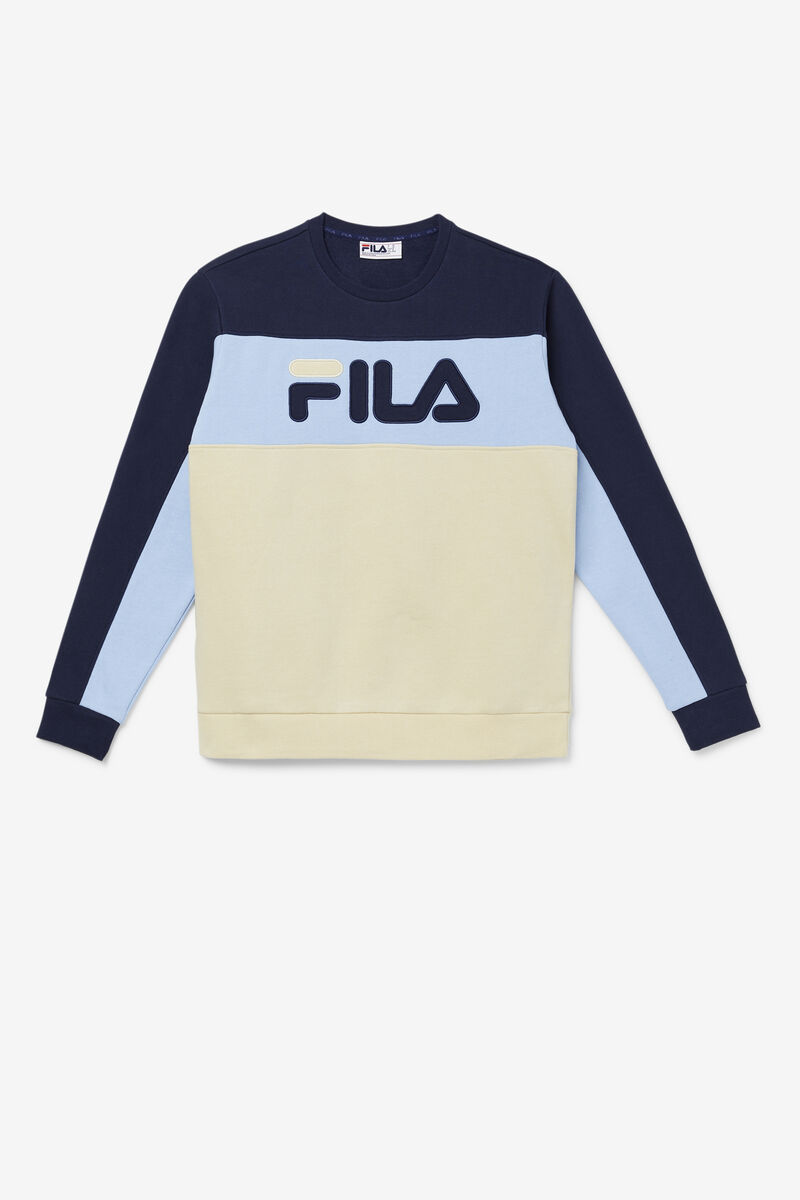 Peacock / Brown / Blue Men's Fila Lesner Fleece Crew Tracksuits | fILaM43y1m3